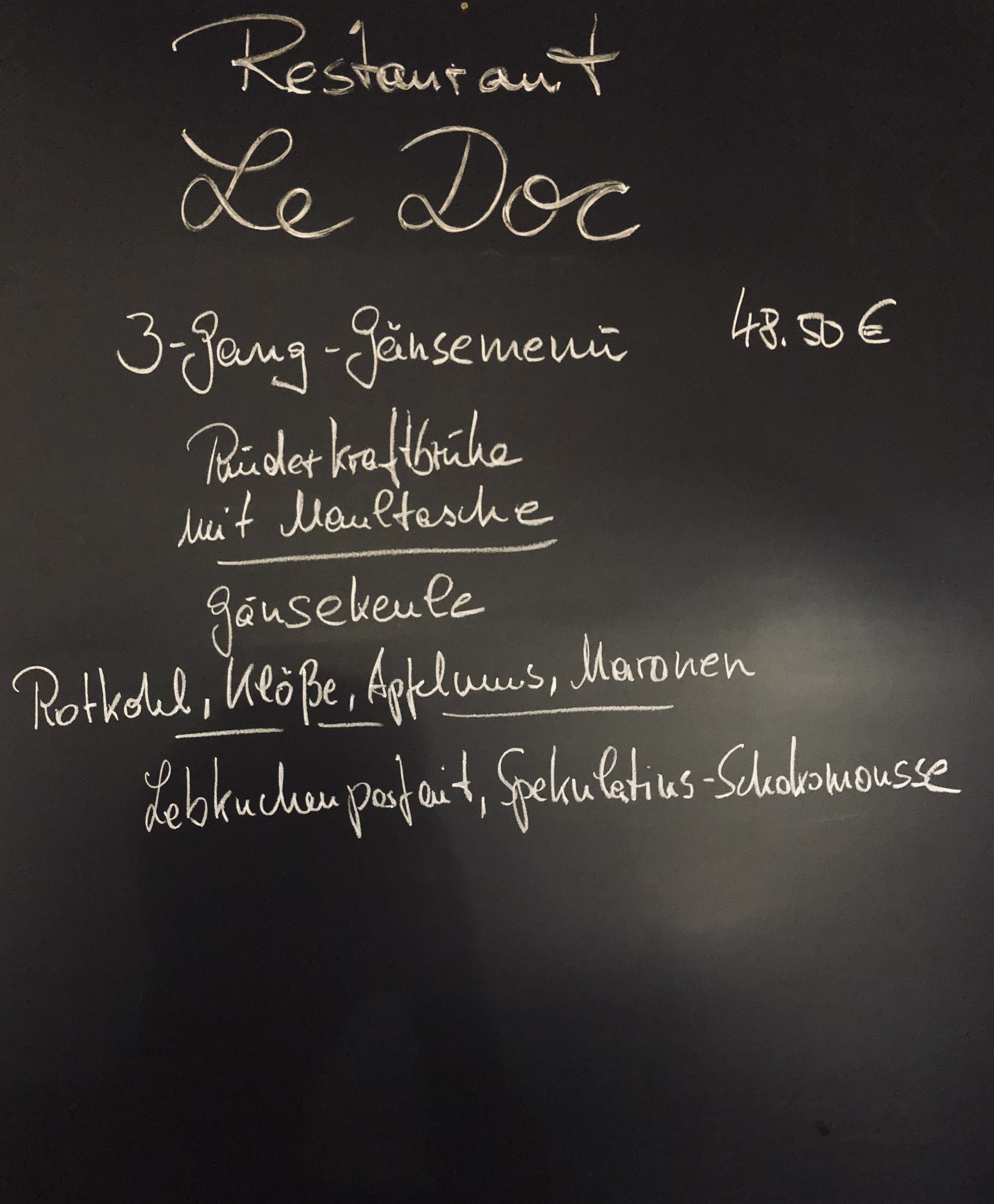 Speisekarte Gänsemenü